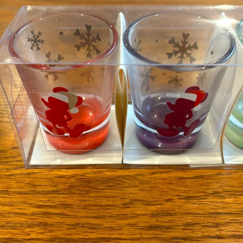 Closet clean out sale / Disney Holiday Shot Glass Set with Mickey Mouse